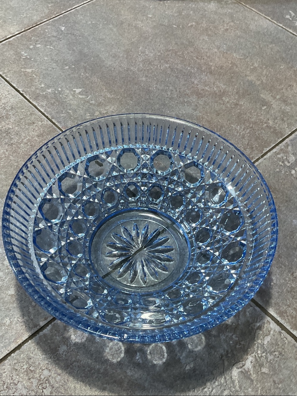 Windsor blue glass button and cane pattern.